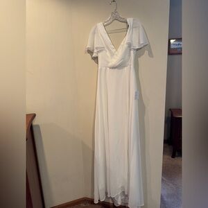 Lulu's White Flutter Sleeve Maxi Dress